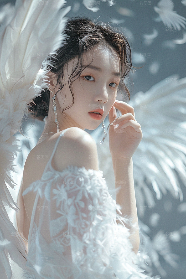 天使女神肖像纯洁摄影图
