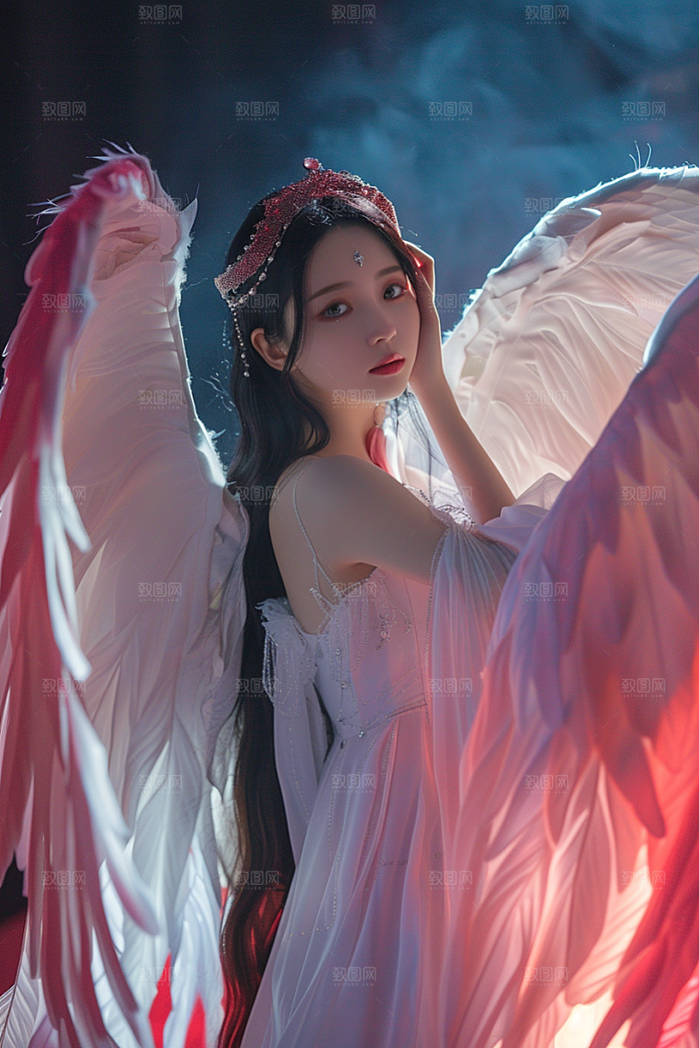天使女神纯洁白色摄影图