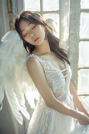 天使女神人物清新摄影图