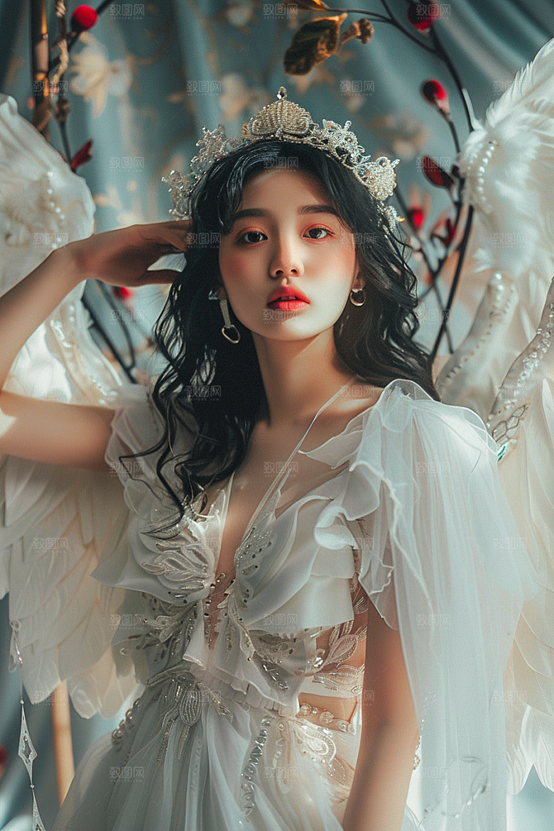 天使女神肖像写真摄影图