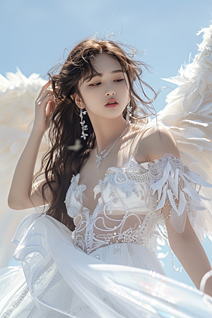 天使女神人物肖像摄影图