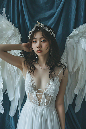 天使女神肖像唯美摄影图