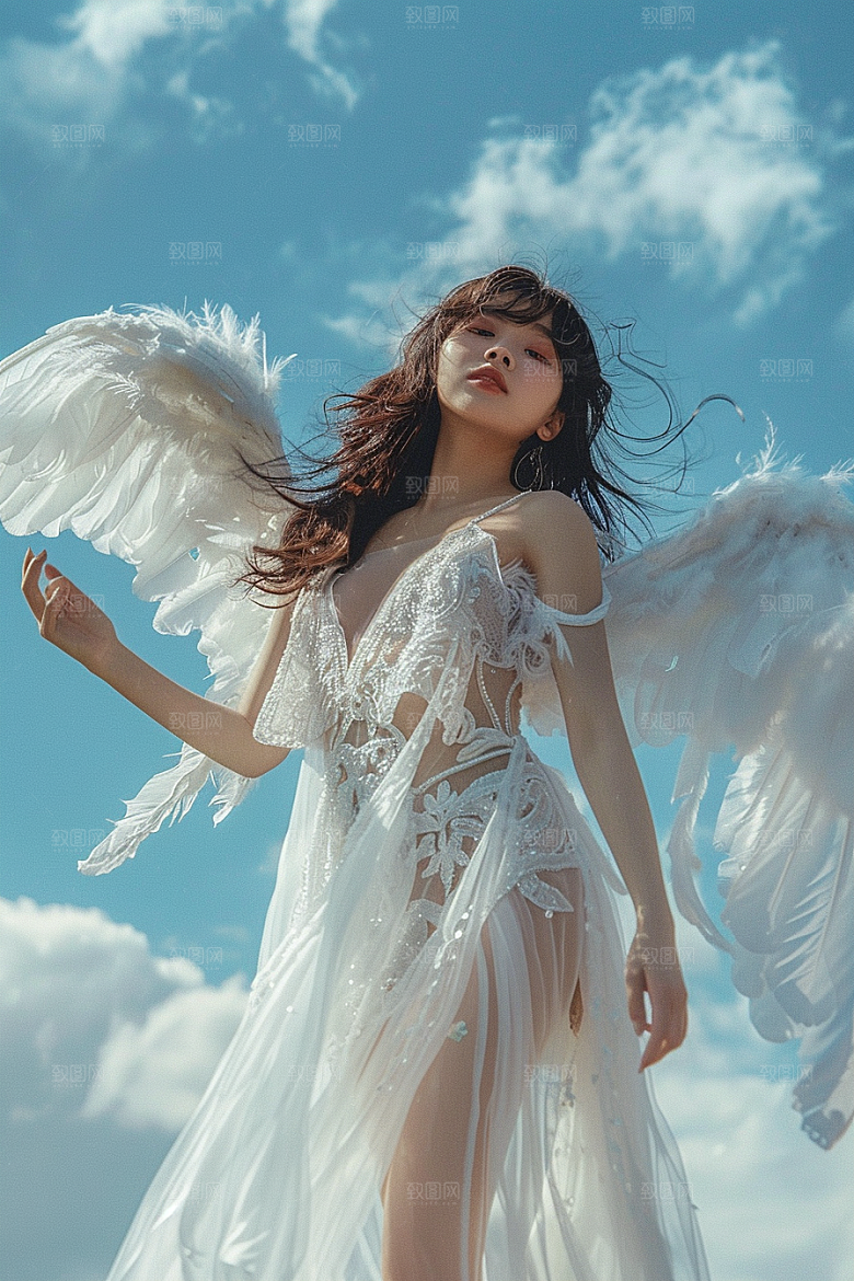 天使女神仙女白色摄影图