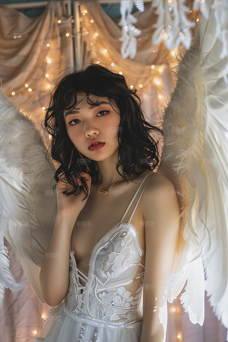 天使女神清新肖像摄影图