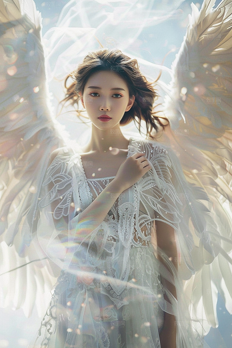 天使女神白色写真摄影图