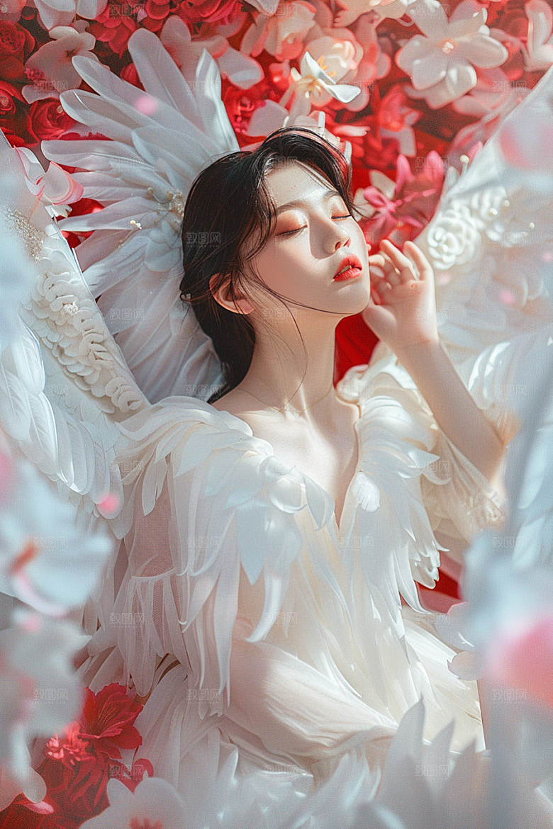 天使女神白色纯洁摄影图