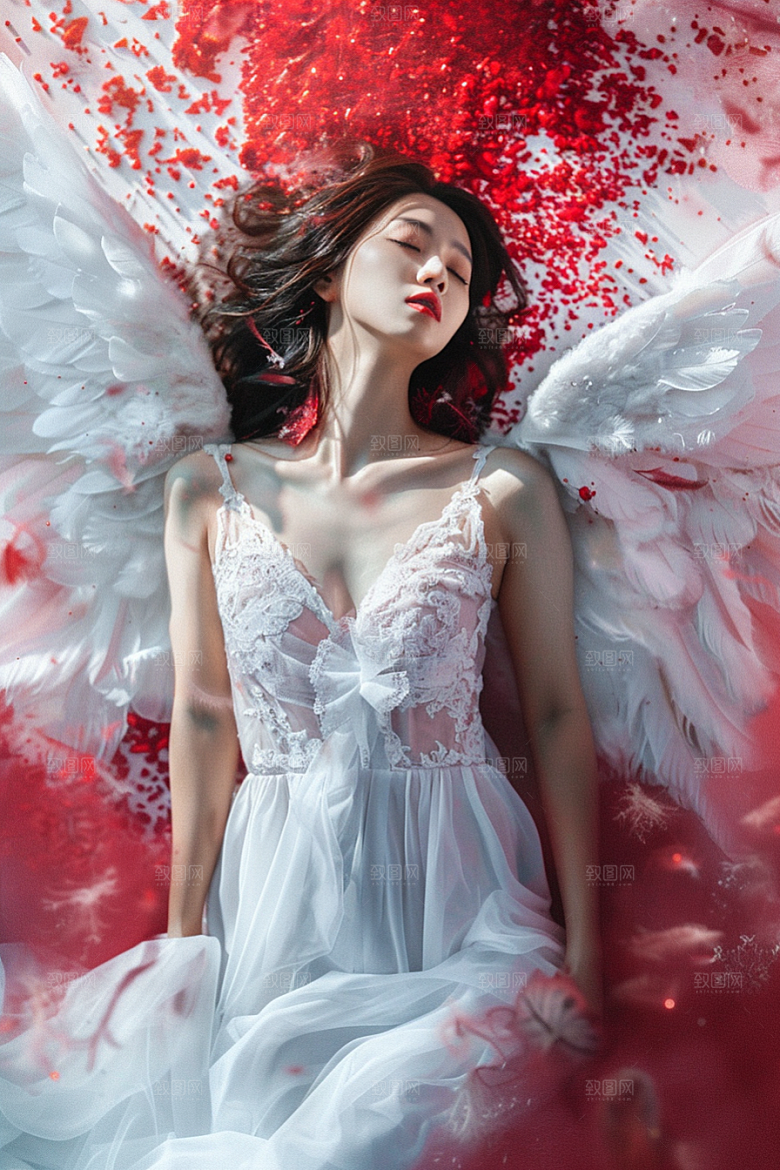 天使女神唯美白色摄影图
