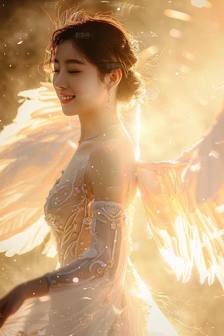 天使女神白色写真摄影图