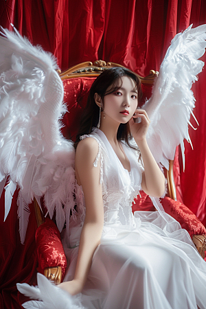 天使女神写真白色摄影图