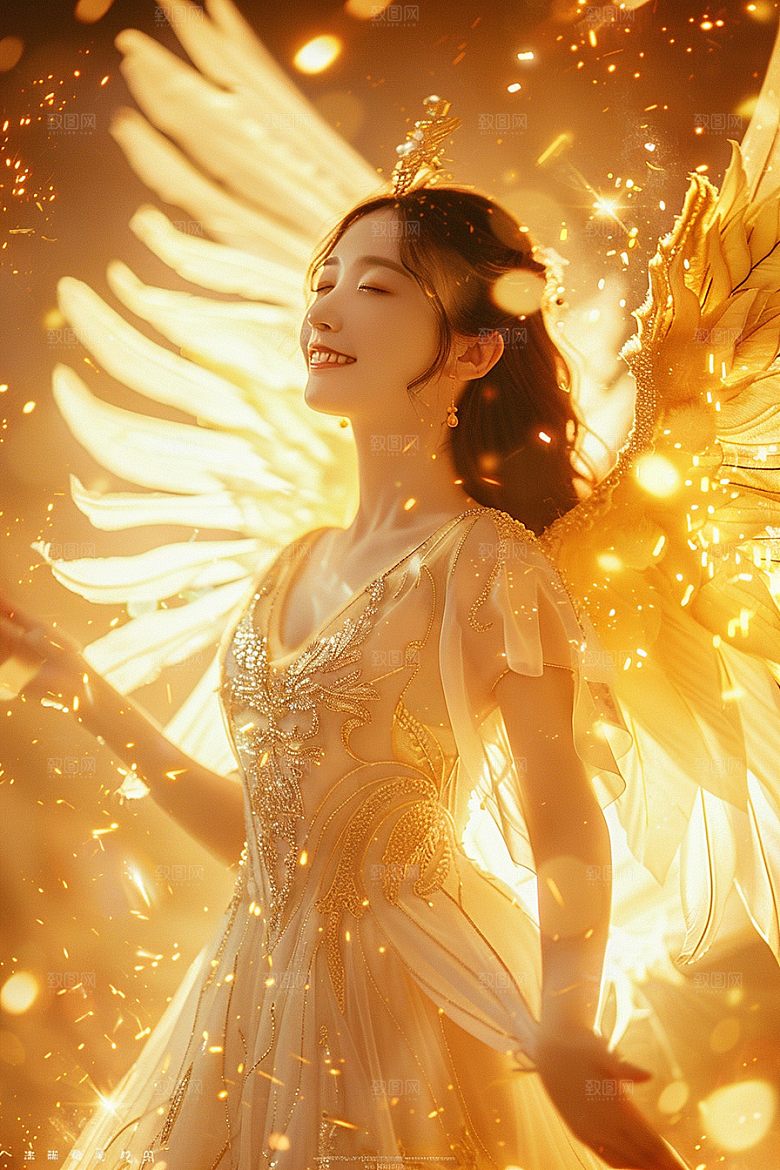 天使女神肖像白色摄影图