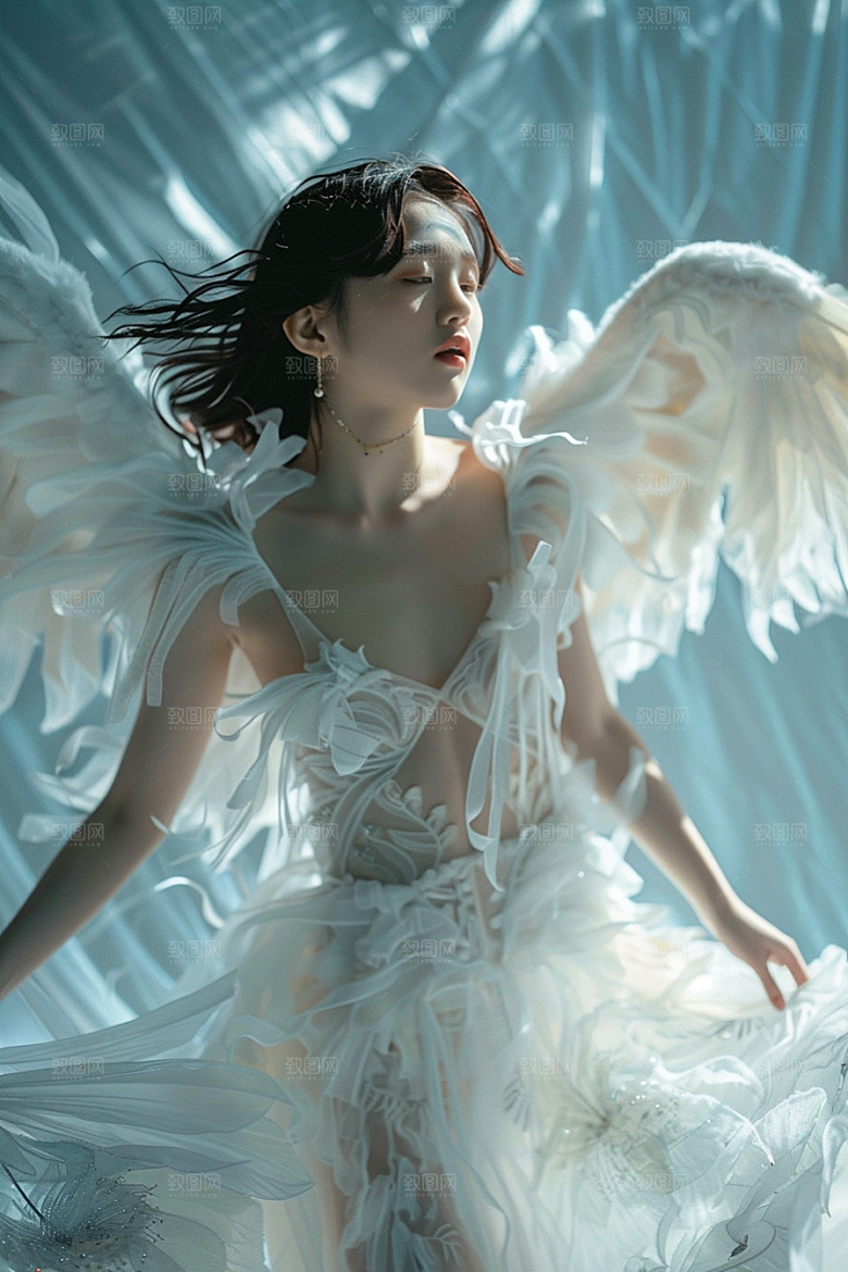 天使女神写真羽毛翅膀摄影图