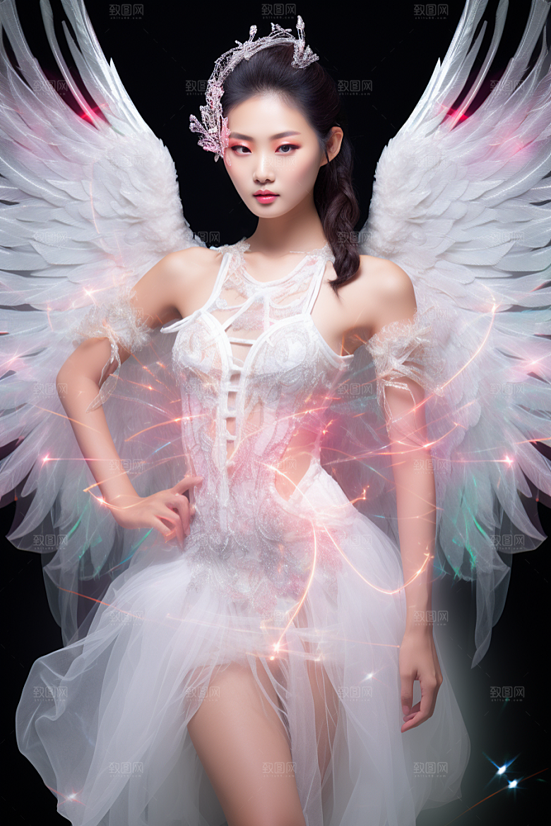 天使女神美女白色摄影图
