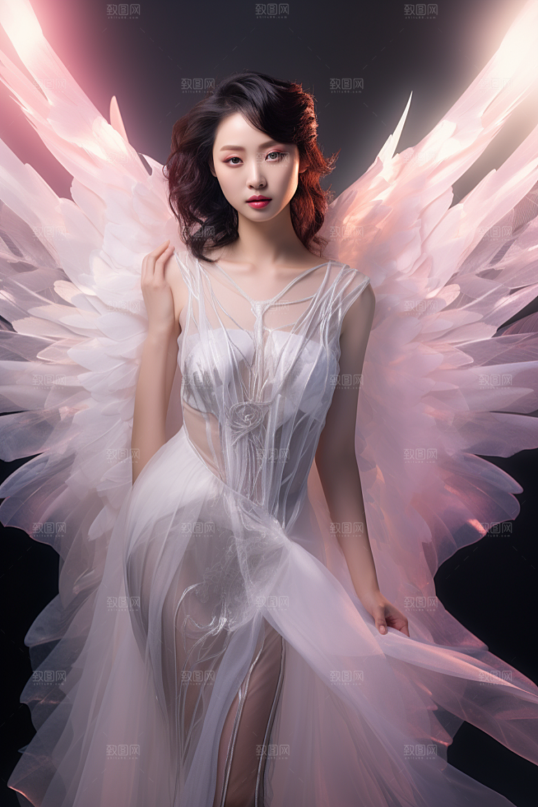 天使女神白色唯美摄影图