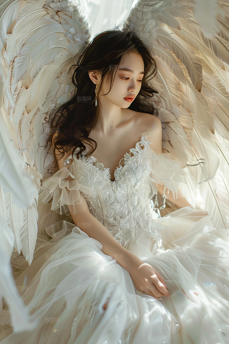 天使女神肖像写真摄影图