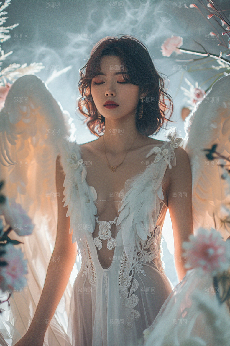 天使女神肖像清新摄影图