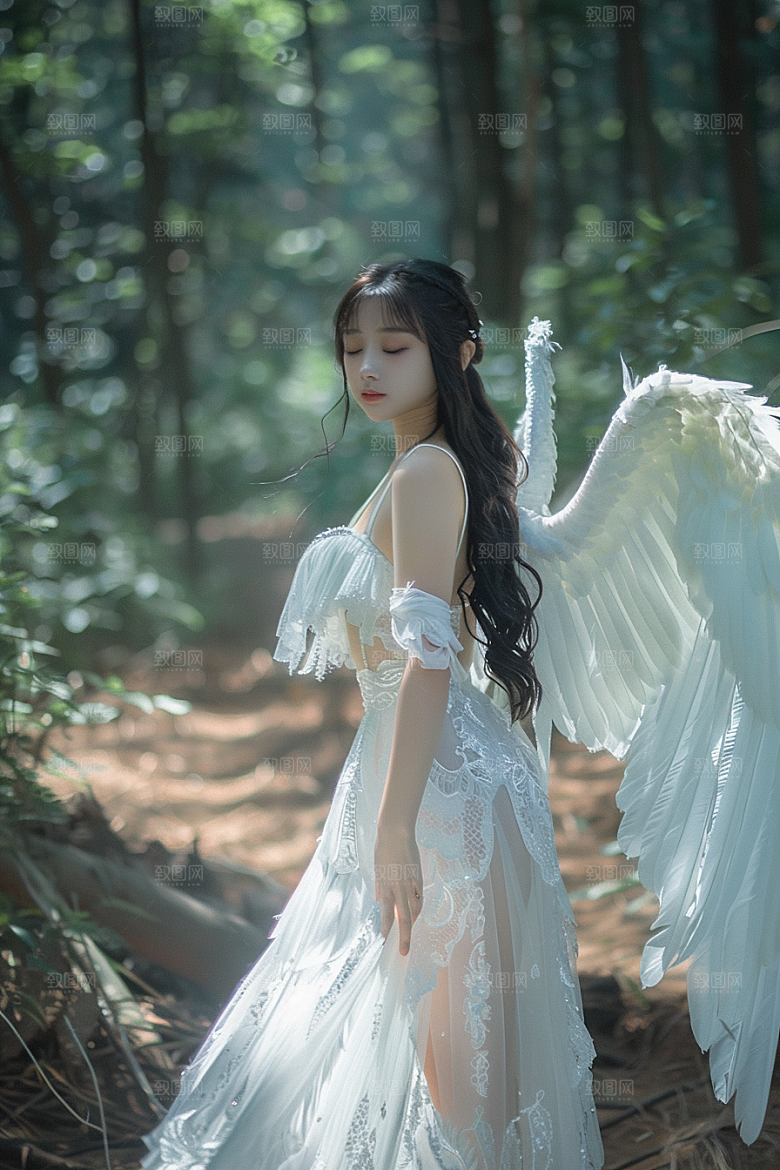 天使女神清新美女摄影图