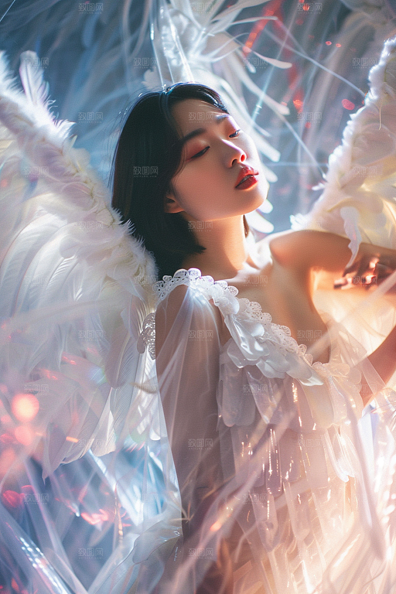 天使女神梦幻白色摄影图