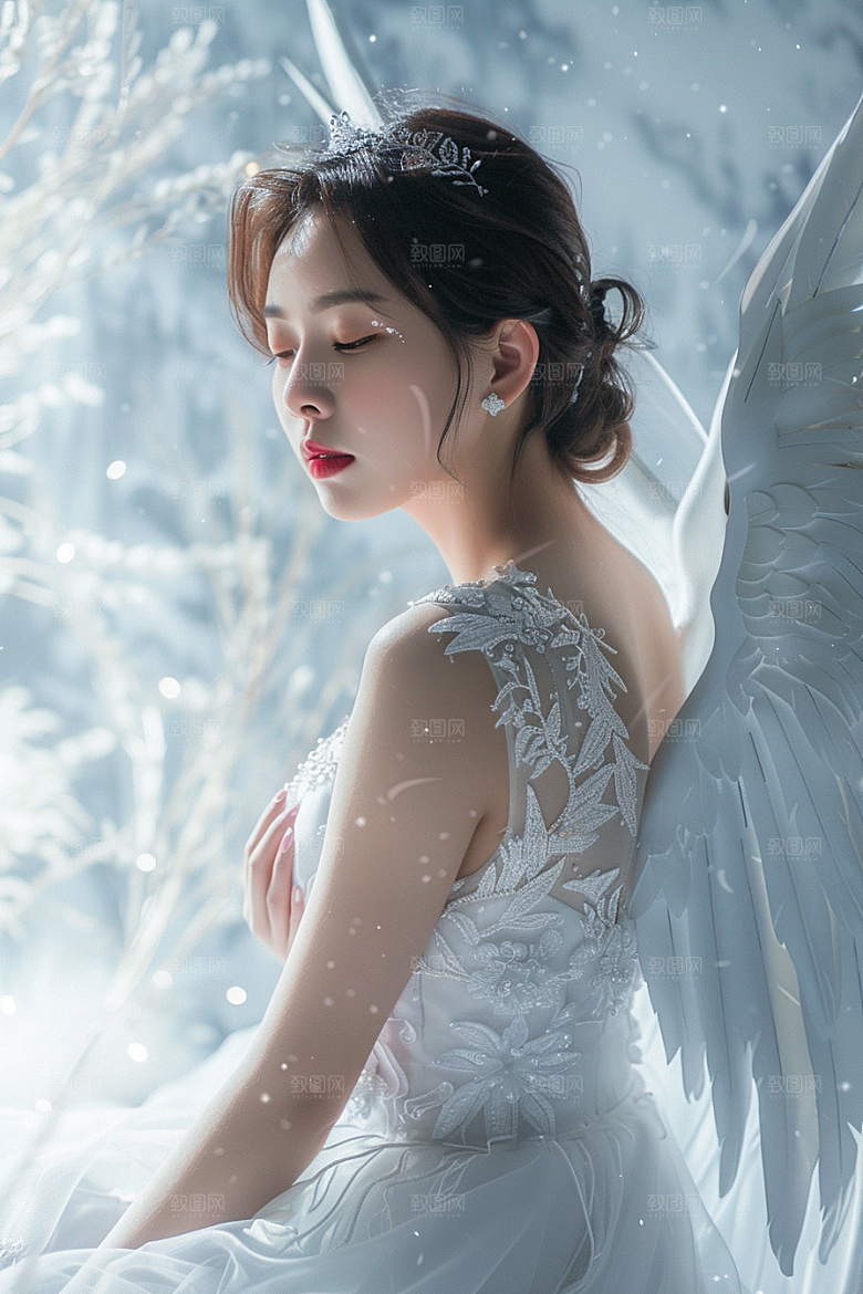 天使女神肖像写真摄影图
