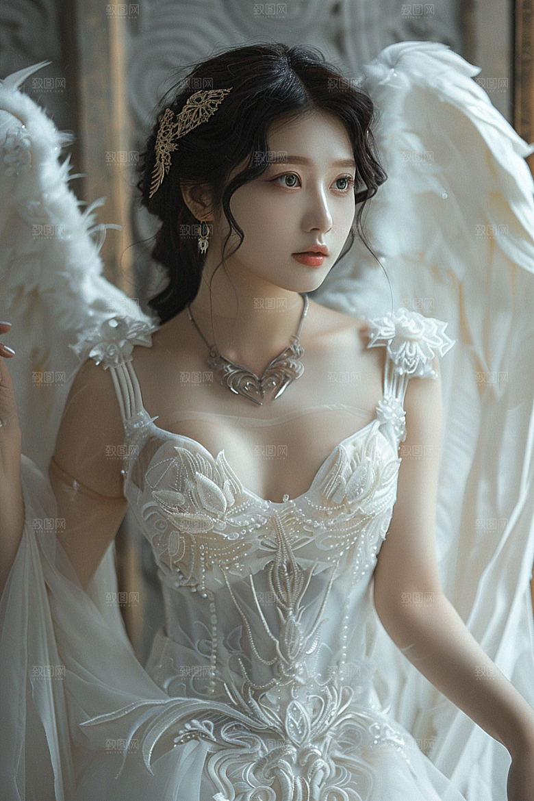 天使女神肖像唯美摄影图