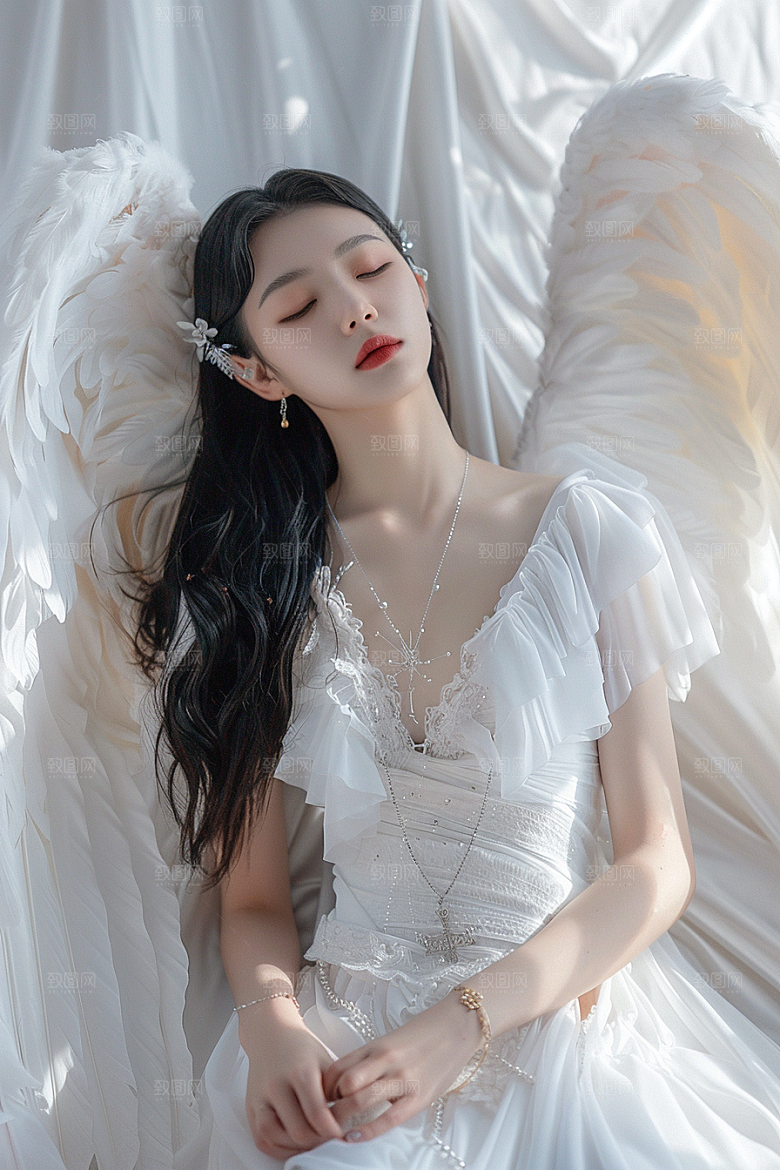 天使女神白色梦幻摄影图