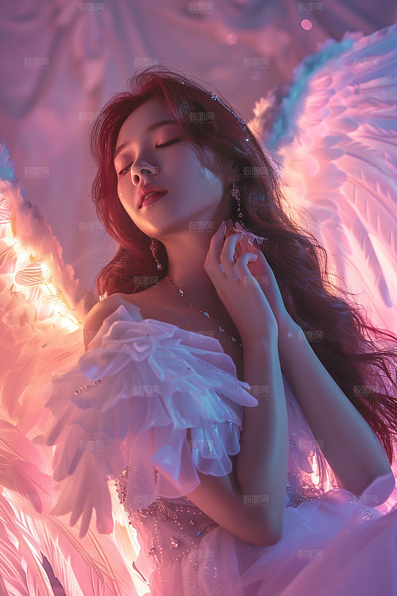 天使女神白色纯洁摄影图