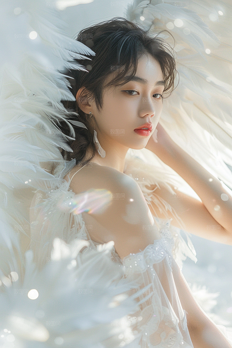 天使女神白色梦幻摄影图