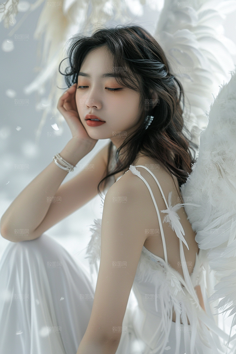 天使女神肖像清新摄影图
