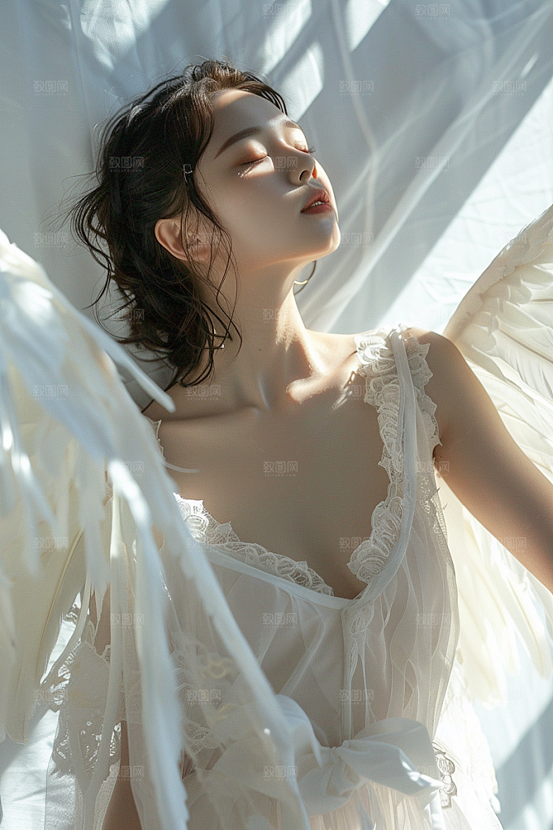 天使女神肖像写真摄影图