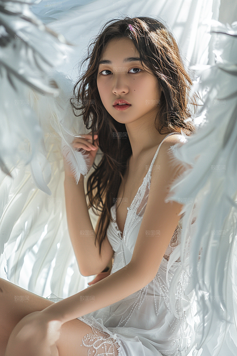 天使女神美女清新摄影图