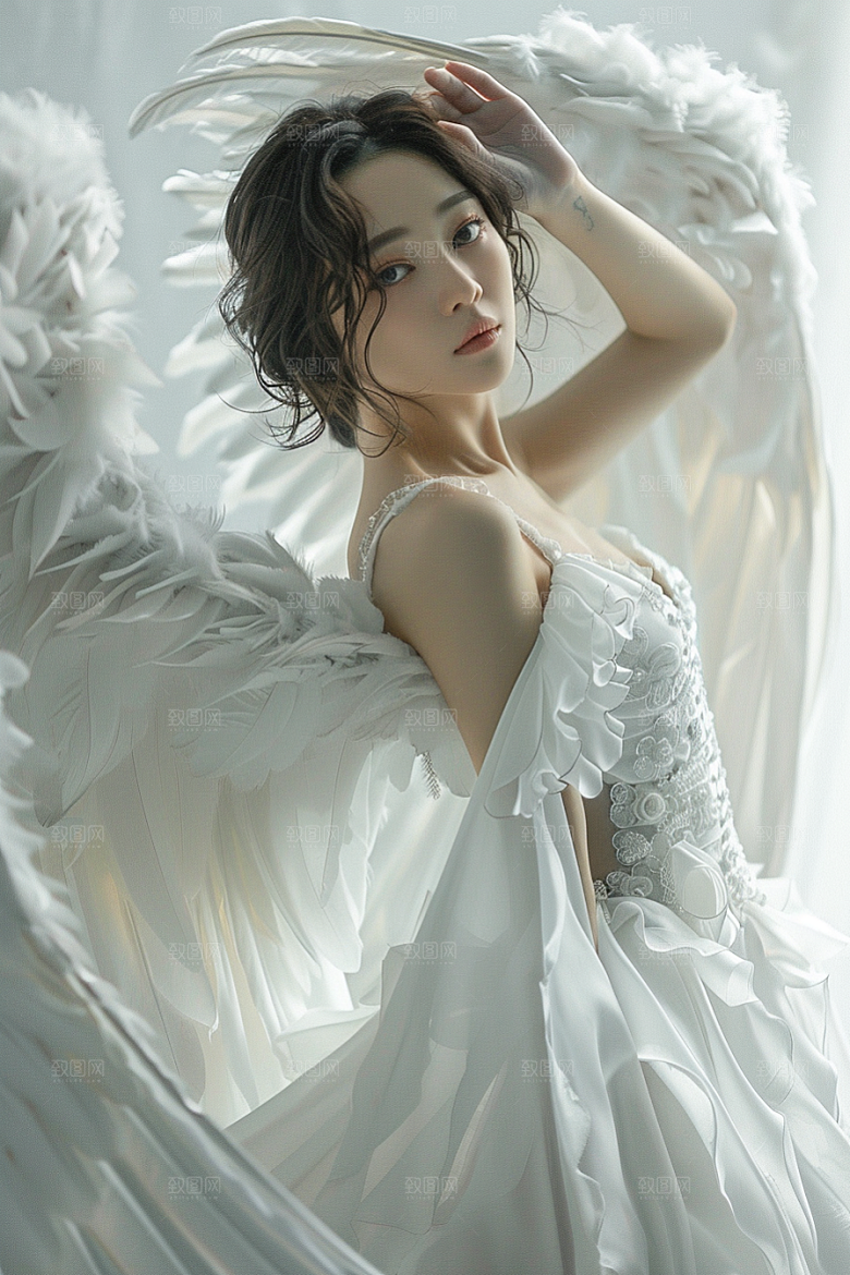 天使女神白色唯美摄影图