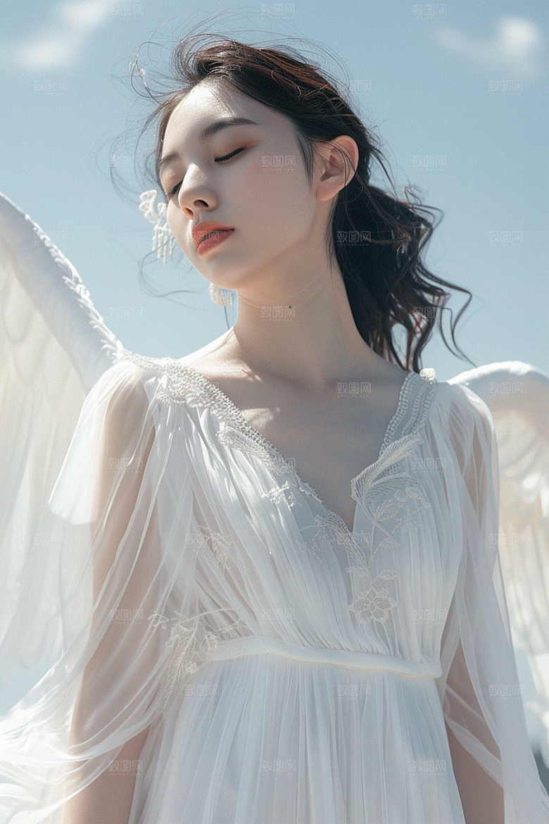 天使女神人物白色摄影图