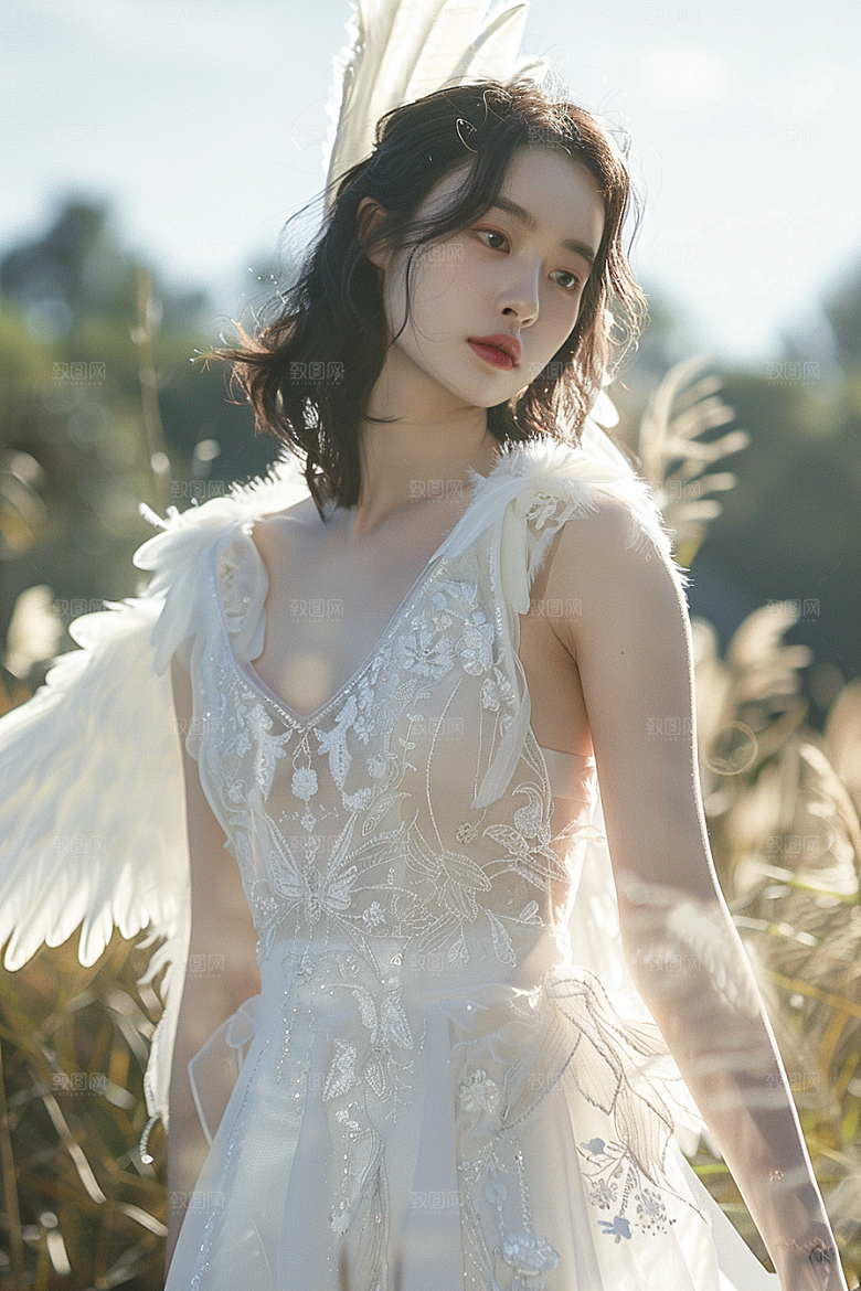 天使女神高清白色摄影图