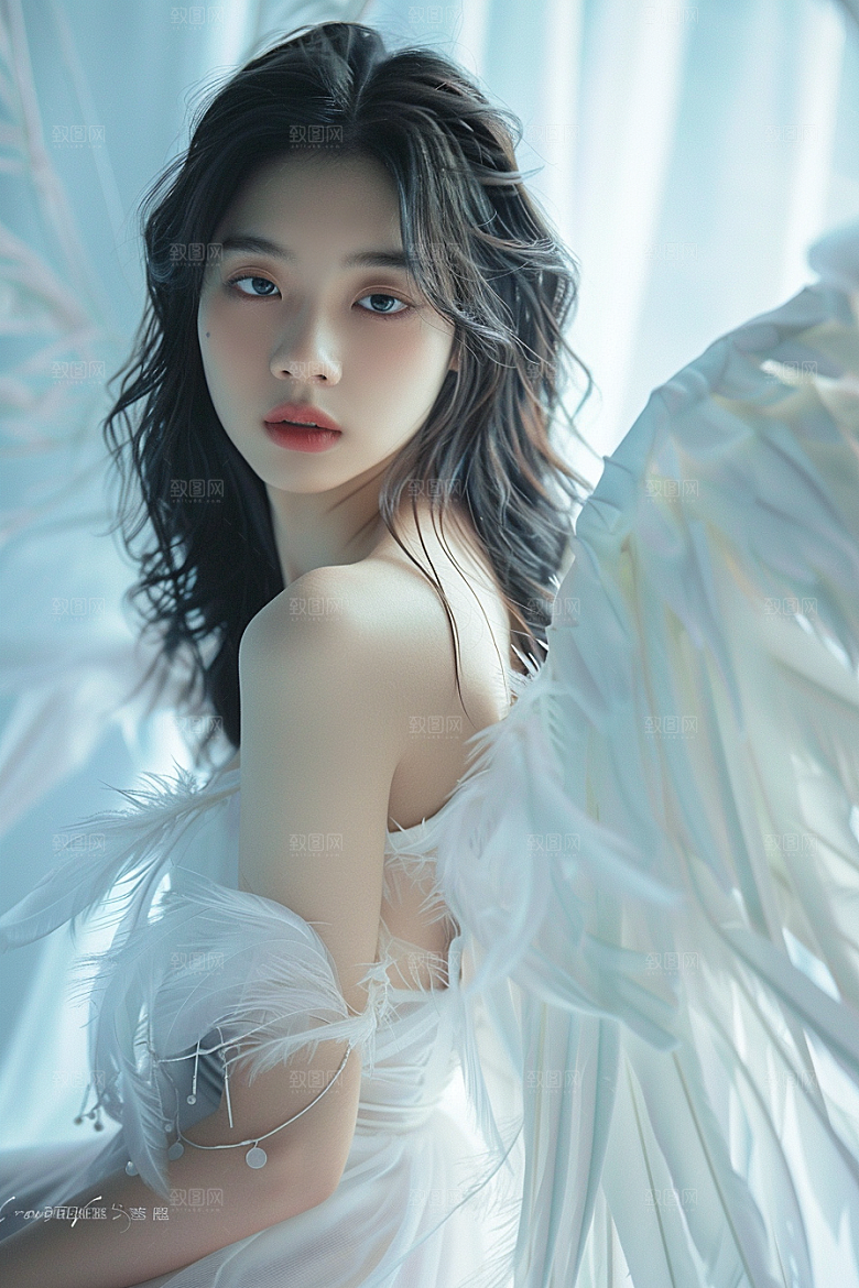 天使女神美女肖像摄影图