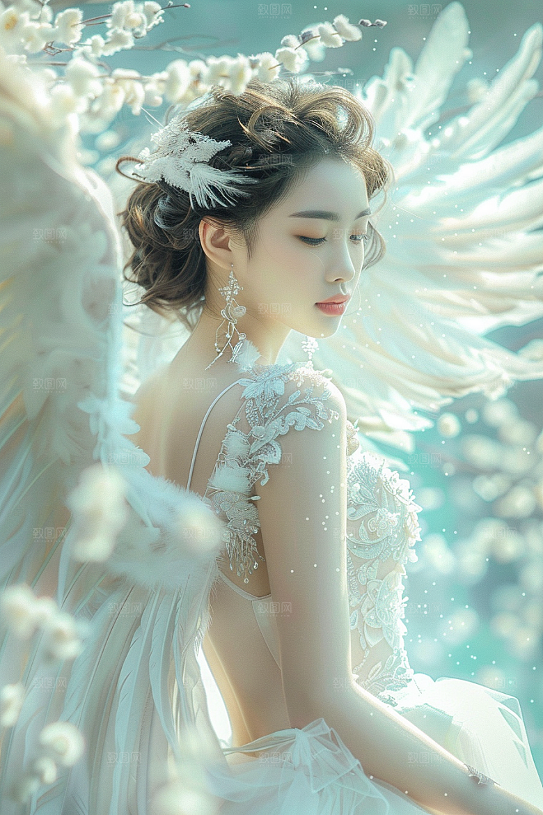 天使女神高清白色摄影图