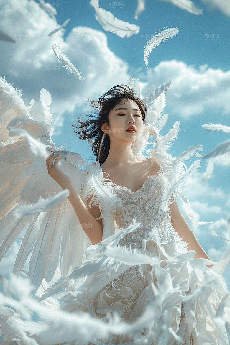 天使女神白色仙女摄影图