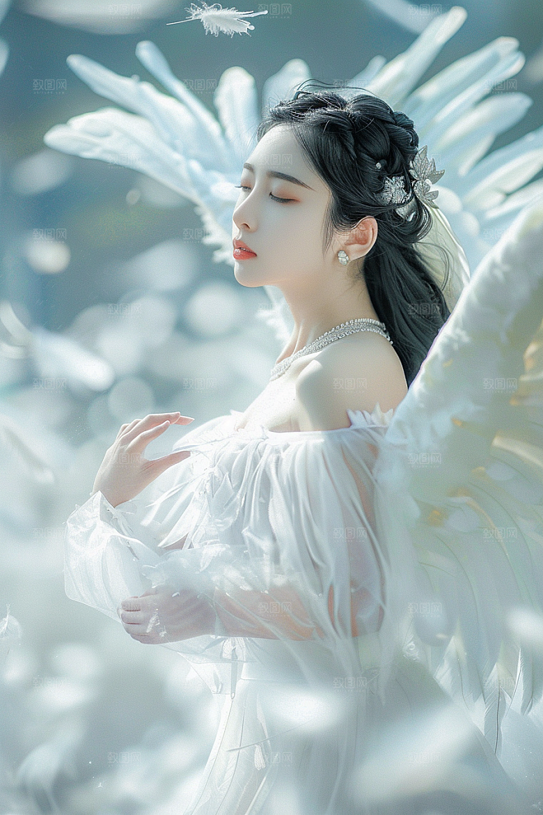 天使女神清新唯美摄影图