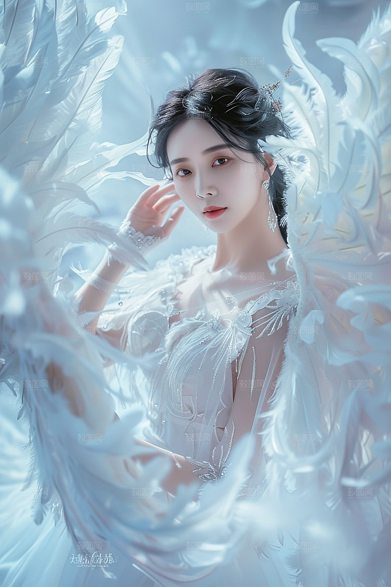 天使女神写真白色摄影图
