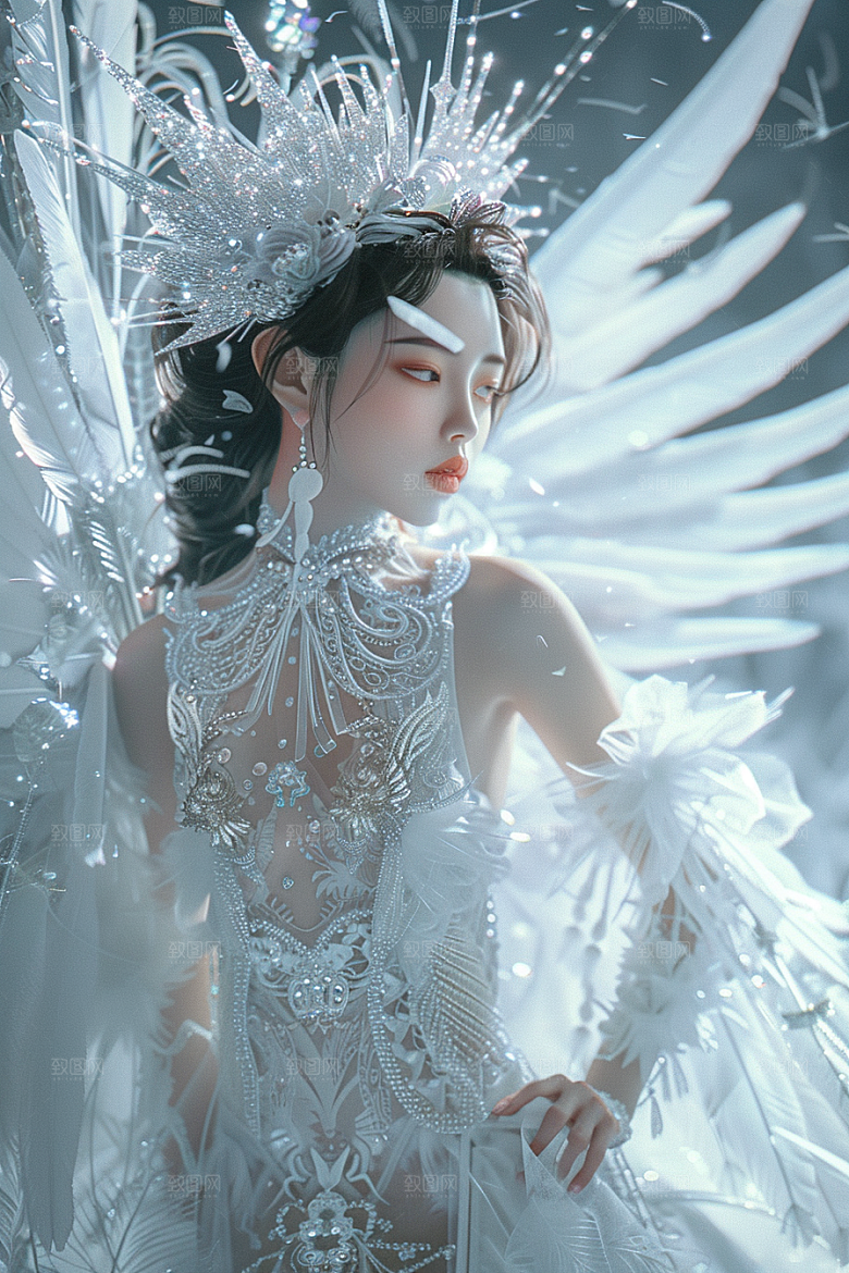 天使女神白色写真摄影图