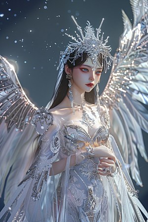 天使女神美女白色摄影图