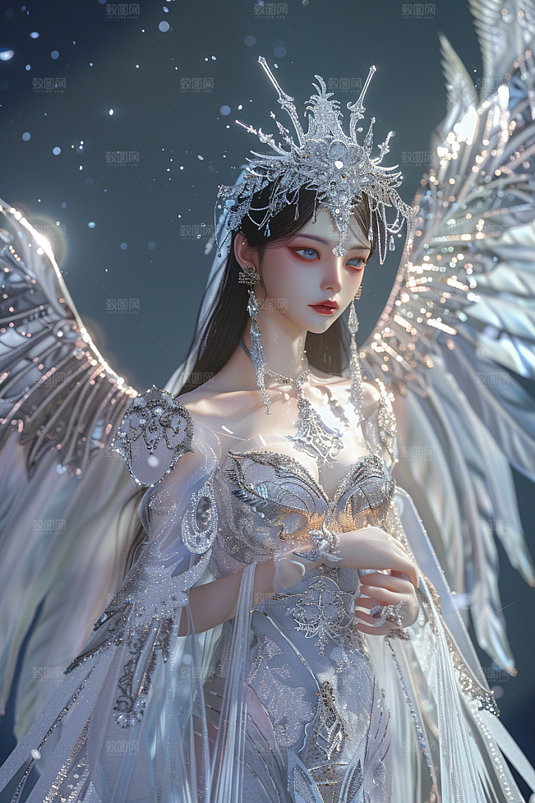 天使女神美女白色摄影图