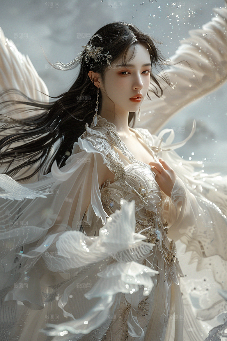 天使女神白色仙女摄影图