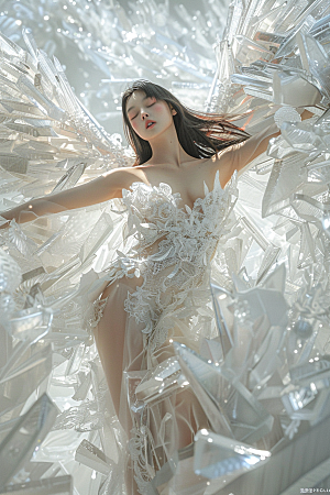 天使女神白色写真摄影图