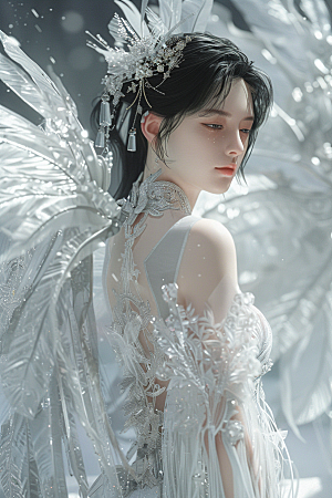 天使女神白色唯美摄影图