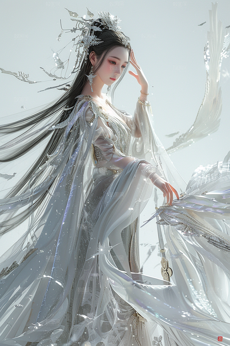 天使女神肖像清新摄影图