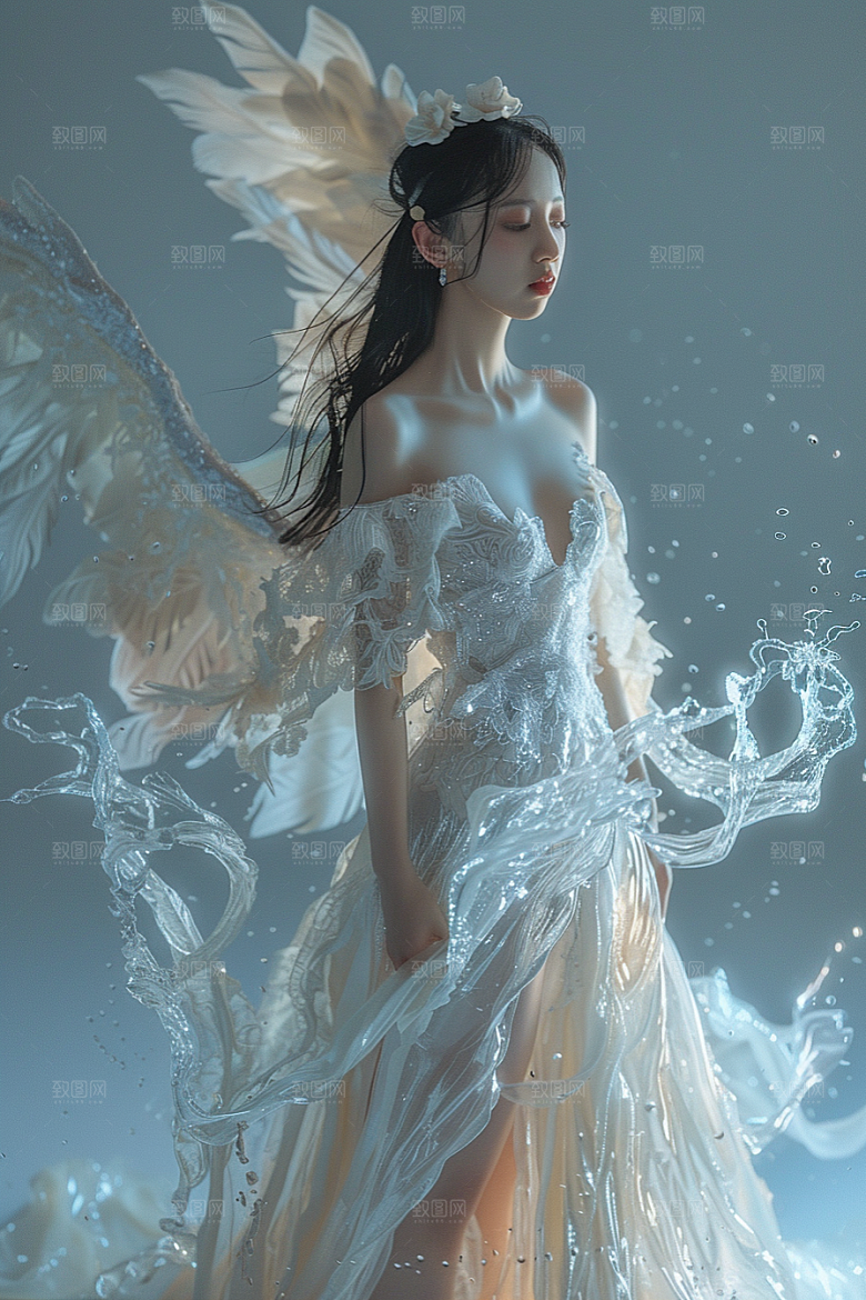 天使女神肖像清新摄影图