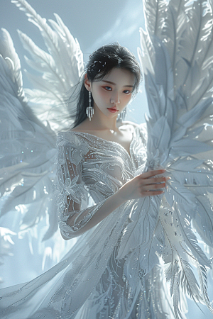 天使女神写真白色摄影图