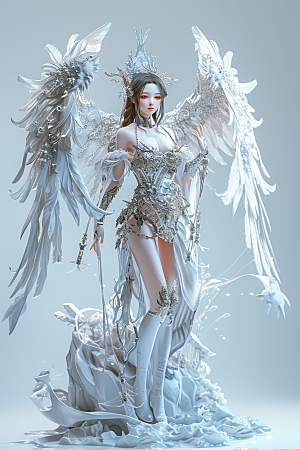 天使女神羽毛翅膀仙女摄影图