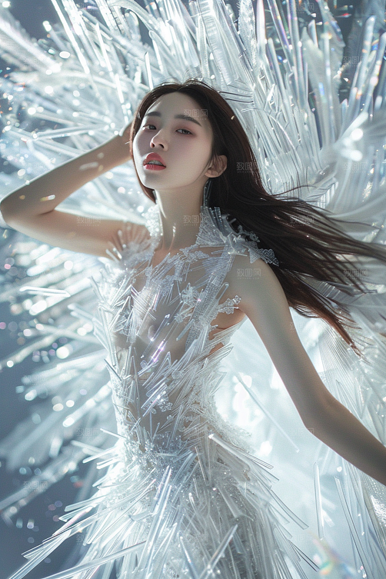 天使女神写真白色摄影图