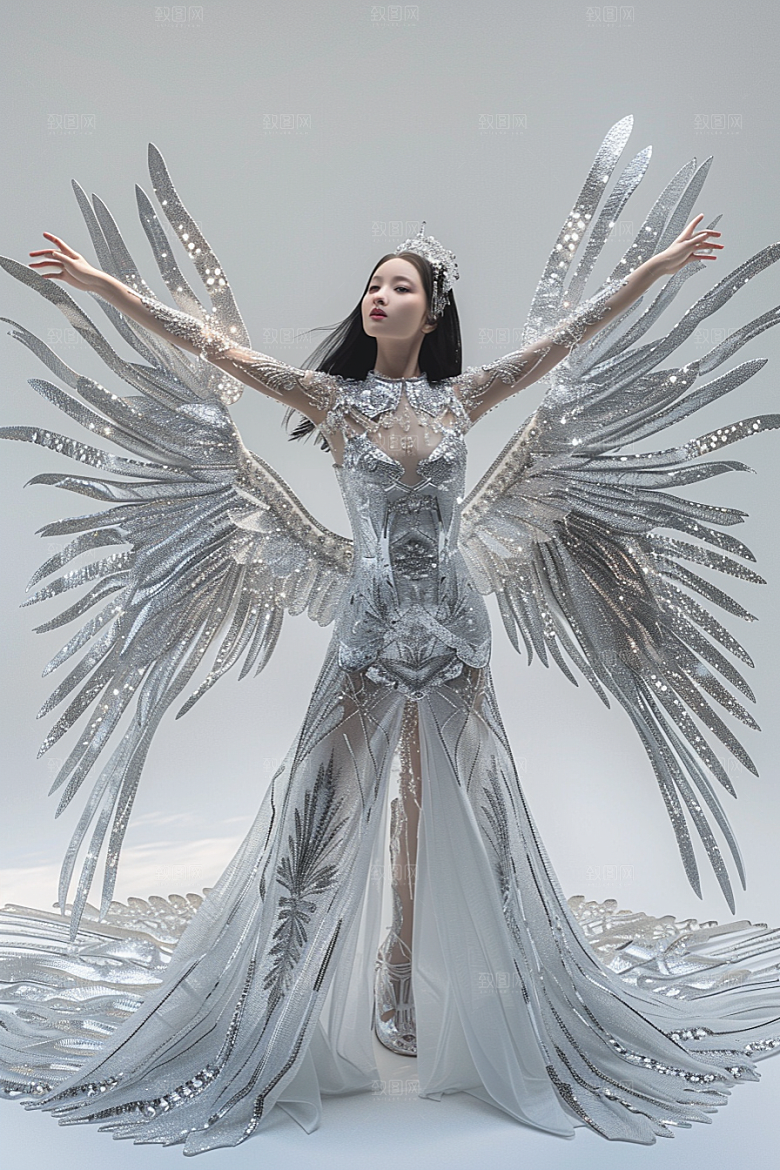 天使女神羽毛翅膀梦幻摄影图