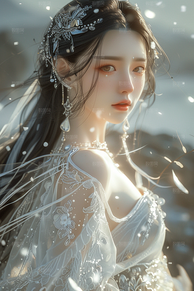 天使女神梦幻白色摄影图